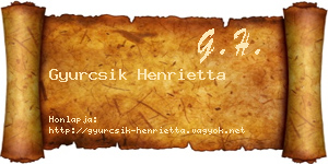 Gyurcsik Henrietta névjegykártya